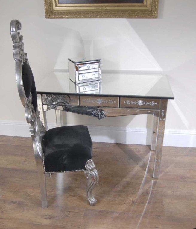 Italian Venetian Mirrored Console Table Desk
