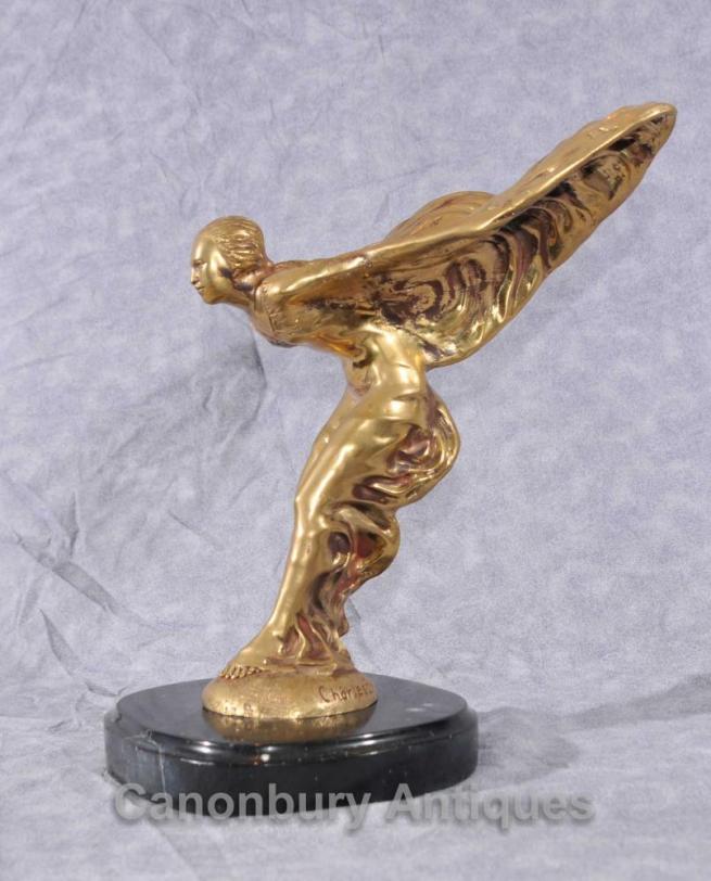 English Art Nouveau Bronze Flying Lady Statue by Charles Sykes