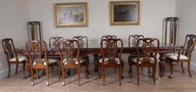 10 George II Dining Chairs & Victorian Table Set