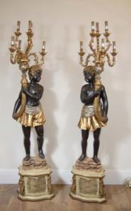 6ft Carved italienischen Neger Candelabras Torcheres Kerzen