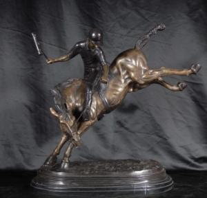 BRONZE POLO PLAYER HORSE JOCKEY STATUE CASTING