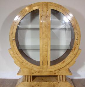 Art Deco Walnut Gabinete Estante Round livro modernista