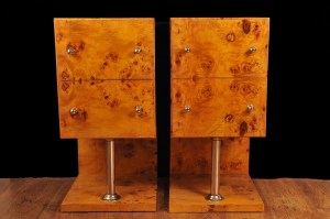 ART DECO PAR RUBIA NOGAL pechos Mesas de noche MODERNISTA