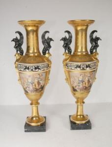 2ft French Sevres Porcelain Vases Urns Griffin 2ft French Sevres Porcelain Vases Urns Griffin