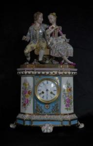 GERMAN PORCELAIN MEISSEN FIGURINE CLOCK CENTREPIECE MANTLE