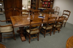 9 ft French Fleur De Lys Oak Kitchen Table