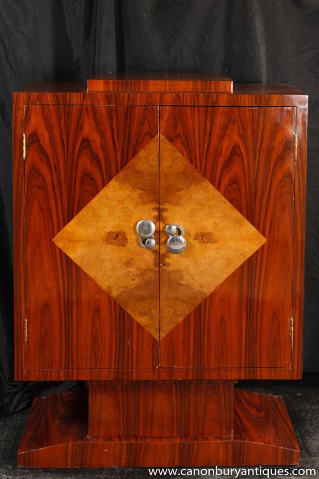 Art Deco Cabinet Mahogany Chest 1920s Furniture Lozenge Inlay