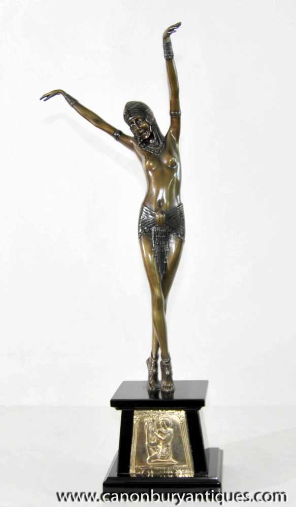 Big Bronze Chiparus Art Deco Statue Egyptican Dancer Figurine