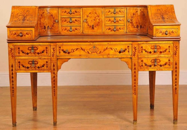Carlton House Desk in Satinwood Inlay Desks English