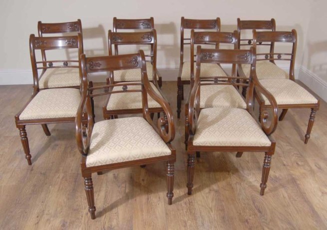 English Regency Flower Bar Mahogany Dining Chairs