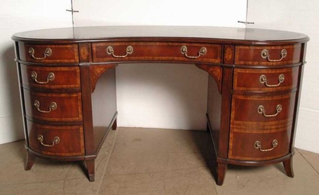 English Regency Mahogany Kidney Desk