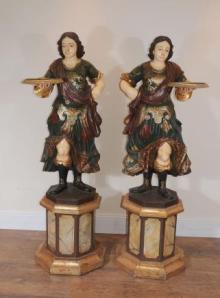 Pair Italian White Blackamoor Statue Figures Venetian