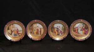 Set 4 Paris Sevres Pottery Plates Dishes Plaques