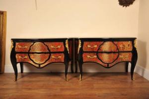 Pair Boulle Inlay Commodes Chest Drawers Louis XV