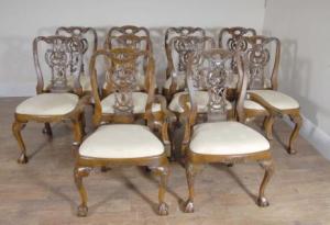 10 Walnut English George Ii Dining Chairs Chair Set Carver