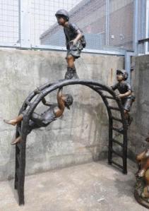 8ft Bronze Climbing Frame Boys Statue Garden Toy