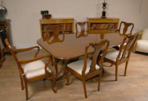 Regency Dining Table pedestal en los cuadros Nogal