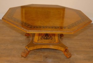 George Regency Bullock Comedor embutido mesa de nogal