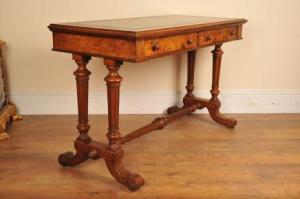 Antique Desk Victorian Burr Walnut Table