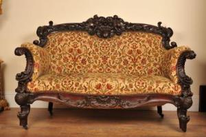 Antique Italian Walnut Sofa Chair Couch 1840