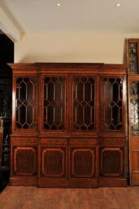 Victorian Walnut Breakfront Bookcase Book Case