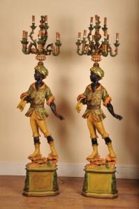 Pair Italian Blackamoor Candelabras Venetian Torchere Pair Italian Blackamoor Candelabras Venetian Torchere