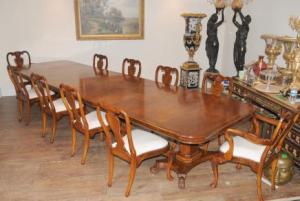 Regency Walnut Table Set Queen Anne Chairs Set