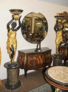 Pair Bronze Blackamoor Figurines 6ft Statues by Milo