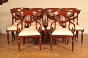 8 Mahogany Regency Dining Chairs Arm Chair