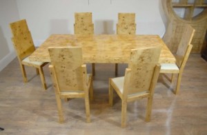 Art Deco Walnut Dining Table & Chairs Set