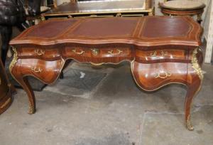 French Walnut Bombe Partners Desk Empire Bureau Table