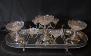 Victorian Silver Plate Centrepiece Bowl Tray Set