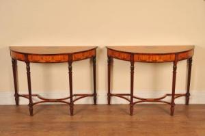 Pair Regency Adams Console Tables Painted