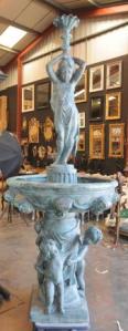 8 ft Italian Bronze Fountain Cheurb Maiden Fountains