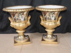 German Dresden Porcelain Roman Campana Urns Urn Planter