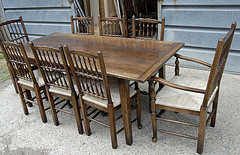 gesetzt spindleback Stühlen und Refektoriumstisch Ess-Set