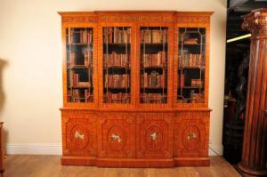 antiken Regentschaft Satinholz Breakfront Bücherregal Bücherregal