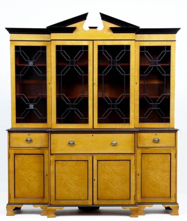 Biedermeier Breakfront Bookcase Desk Secretaire Book Case