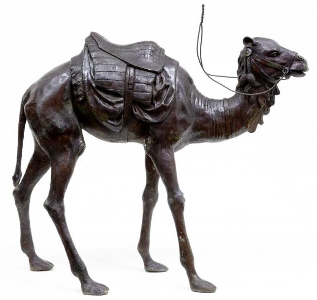 3ft French Bronze Camel Statue Signed 