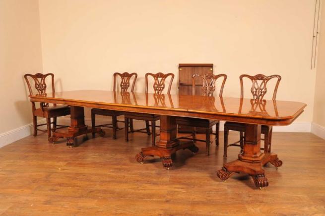 Large Walnut Regency Dining Table