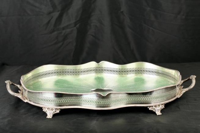 Silver Plate Tray Shagreen Butlers Platter