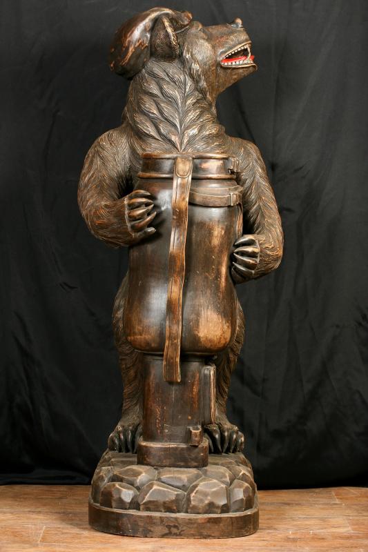 German Black Forest Bear Umbrella Stand Statue Carved 	