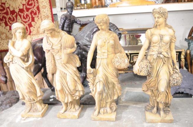Set 4 Seasons Lifesize Italian Hand Carved Stone Figures 