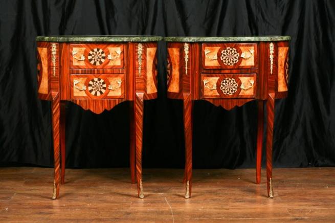 Pair Louis XV Bedside Chests Nightstands Side Tables Drawers