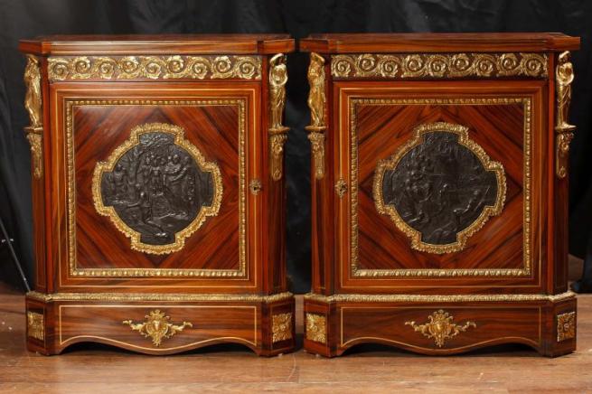 Pair French Empire Credenzas Cabinets Chests Ormolu Pair French Empire Credenzas Cabinets Chests Ormolu