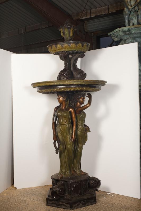 XL Italian Renaissance Bronze Serpent Maiden Fountain