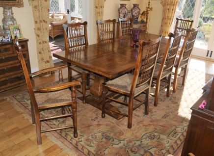Kitchen Refectory Table Spindleback Chair Set Dining