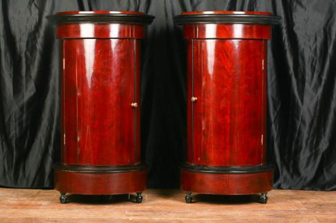 Pair Art Deco Bedside Cabinets Nightstands Cylinder Chest