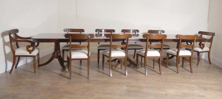 Regency Pedestal Table & William IV Dining Chair Set