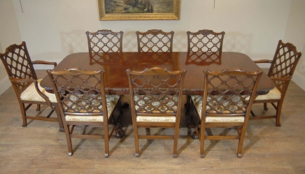 Chippendale Mahogany Table & Gothic Chair Dining Set